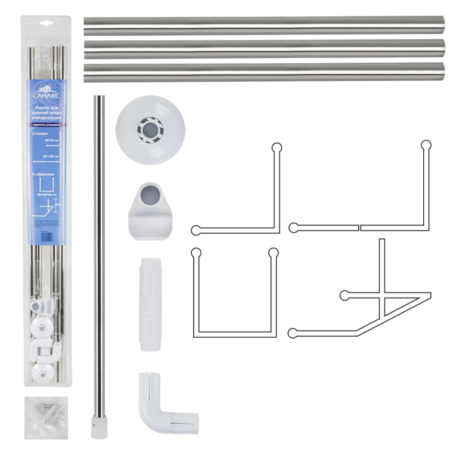 Карниз д/ванной угловой 10019 хром фото