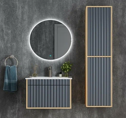 Пенал "ONIKA ДАЙЛЕР 35" подвесная графит/дуб сонома  фото