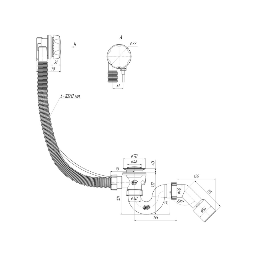 Обвязка для ванны 1 1/2 х 40 п/а (ЕМ313) АНИ (мет.хром) фото