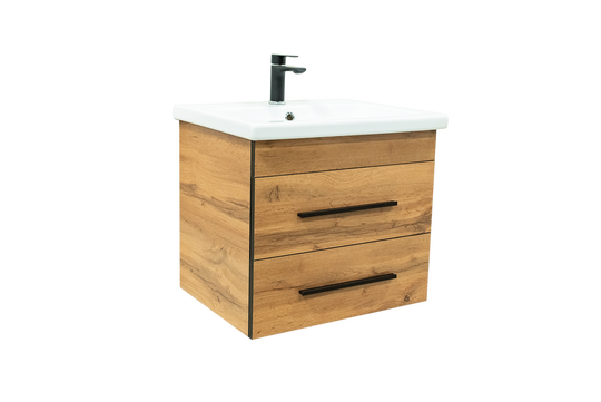 Тумба "МОНАКО 60" подвесная Дуб Вотан С РАКОВИНОЙ  COMO 60 фото