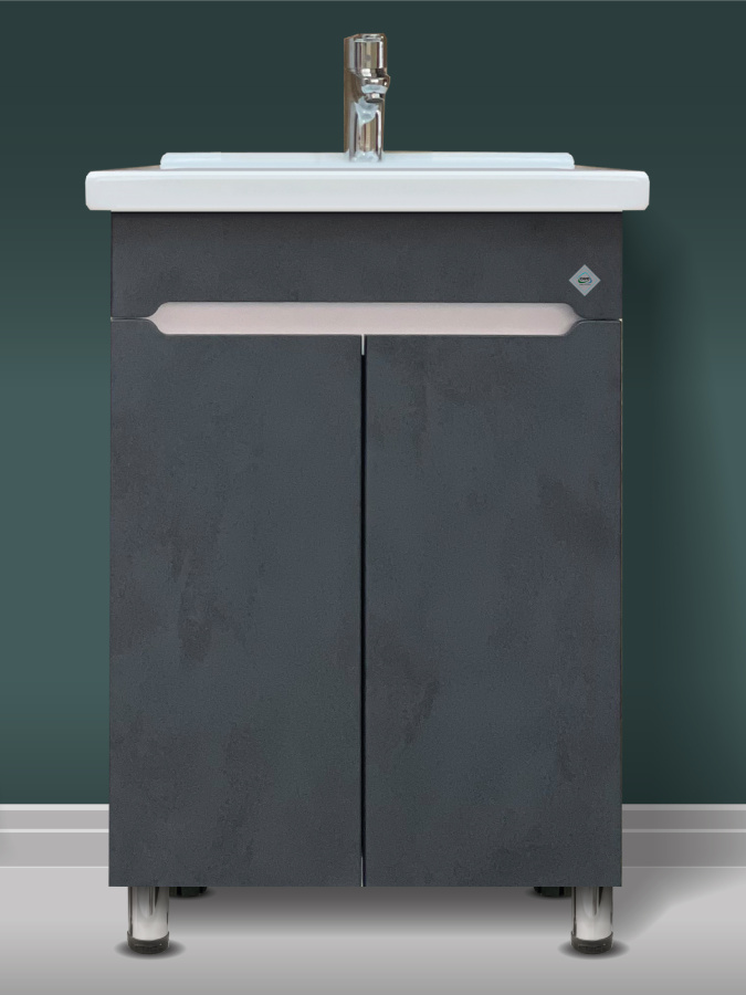 Тумба "УРАН COMO 50" 2 створки ГРАФИТ С РАКОВИНОЙ COMO 50 фото