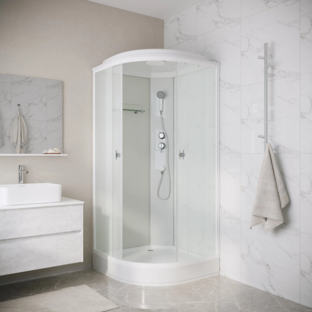 Душевая кабина Supra KR068041 (80*80*215) низ.поддон, стекло матовое, белые профиля фото