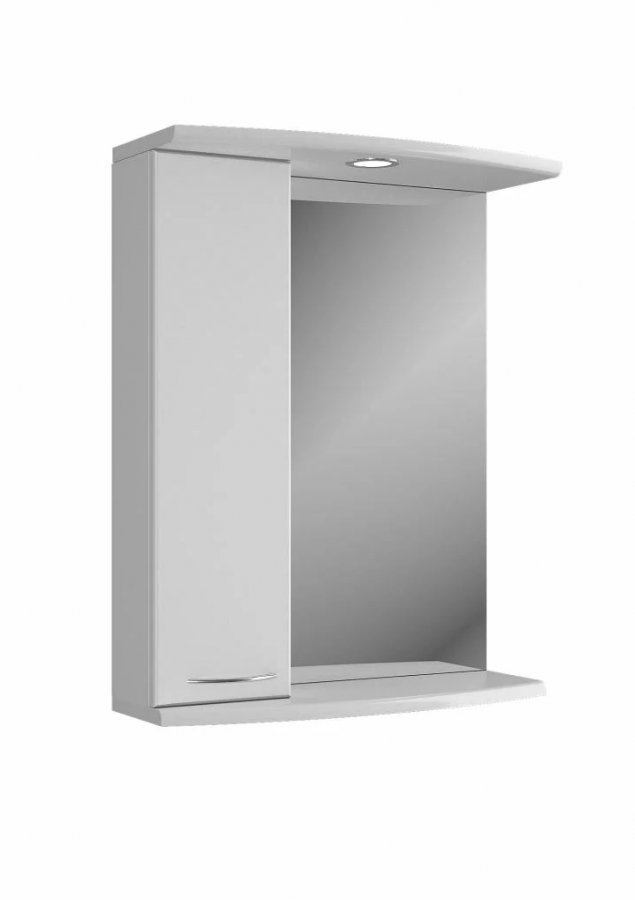 Шкаф-зеркало "Ирис 60" белый со светильником левый (МФ Ирлен) фото