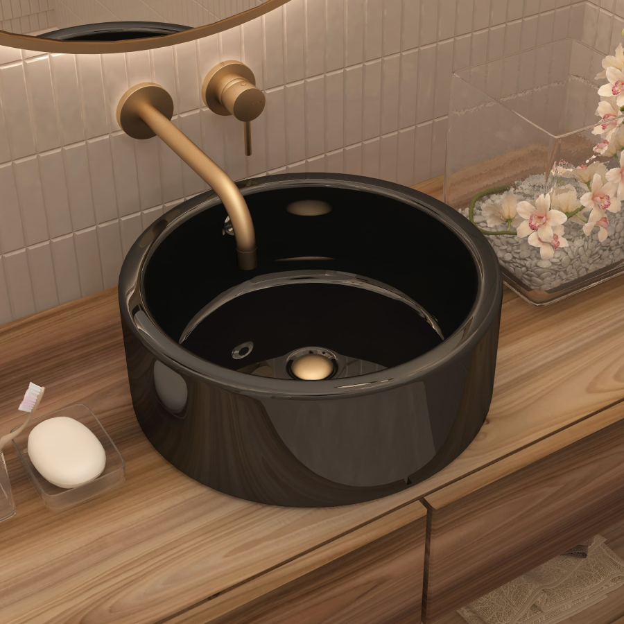 Умывальник накладной A028BG (415*415*155) черный фото