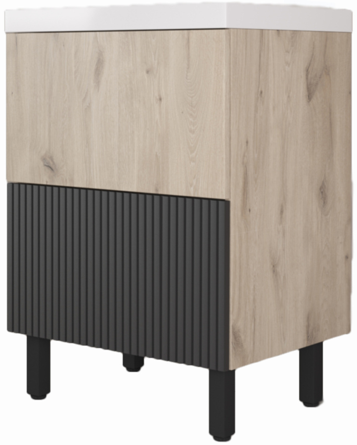 Тумба "СТОКГОЛЬМ 60" Небула/Черный софт с раковиной Marko Слим 60 фото