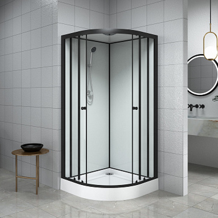 Душевая кабина CS-22109 90*90*205 н.п./ст.прозр./проф.черн.мат/задн.ст.белые фото
