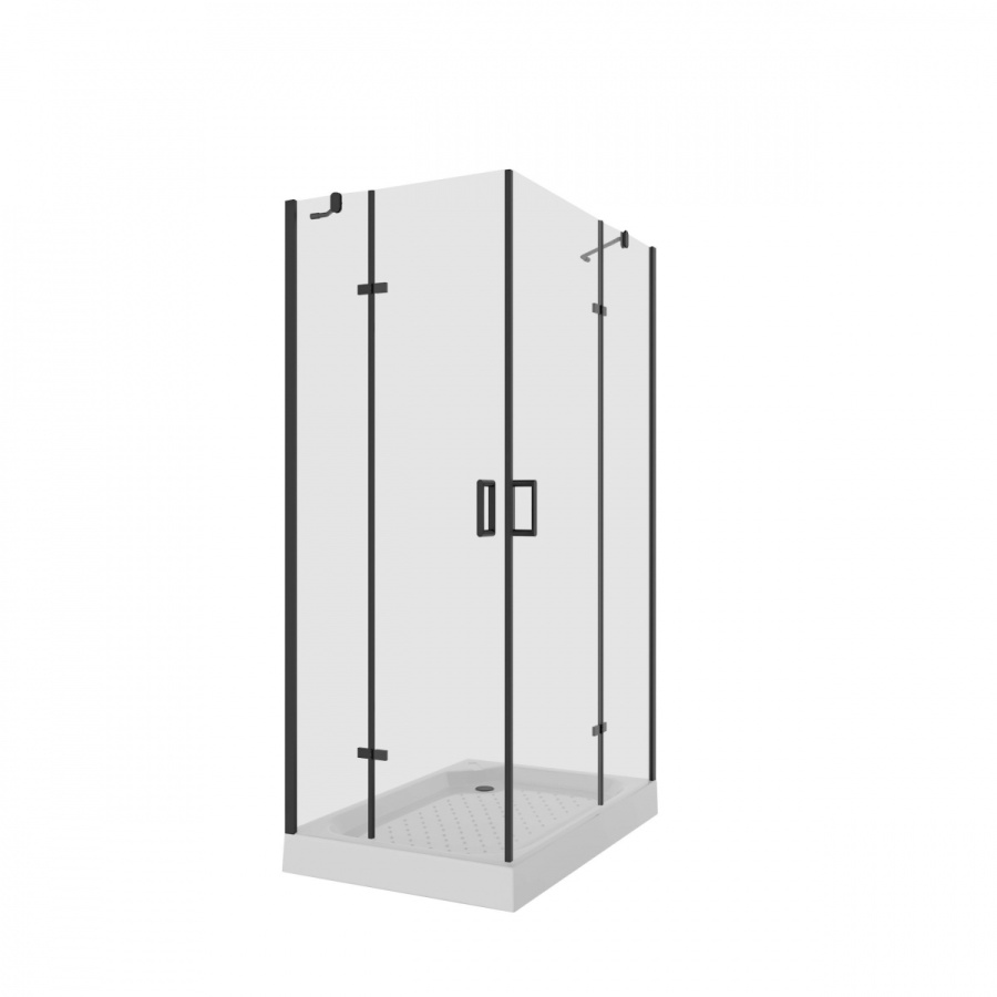 Душевое ограждение NG-6818-08 BLACK 120*90*190 прямоугольник, двери распашные фото
