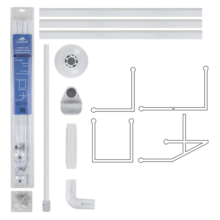 Карниз д/ванной угловой 10029 белый фото