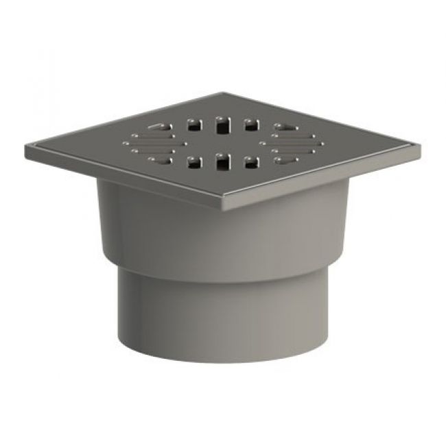 Трап 110 с вертик. спуском (прямой) "сухой" затвор мет. решетка 150*150 фото