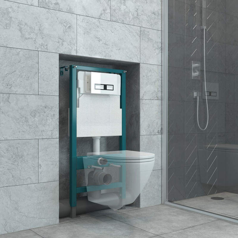 Инсталляция EvaGold 500S с сенс. управ + унитаз K505 + кнопка смыва сенсорн EvaGold 08S, пласт.хром фото