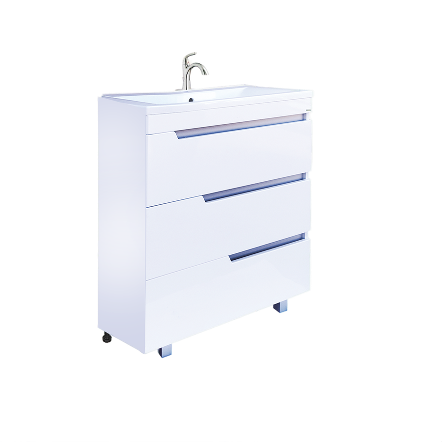 Тумба MDS (A) Royal 80/3 (Белый/Алюминий) С РАКОВИНОЙ Paola Elegante 800 фото