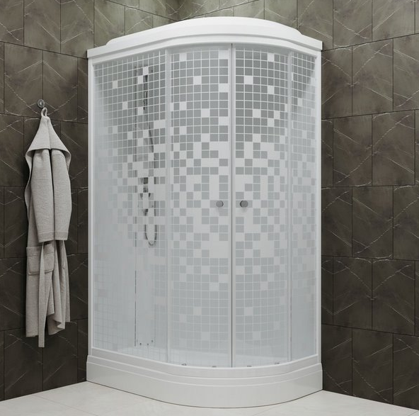 КОРАЛЛ 120*80 А Душевая кабина лев., 1/4 круга, н.п., Белый, Мозаика фото