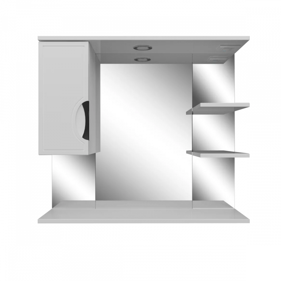 Шкаф-зеркало "Лотос 2" 750*750*220 белый со светильником левый фото