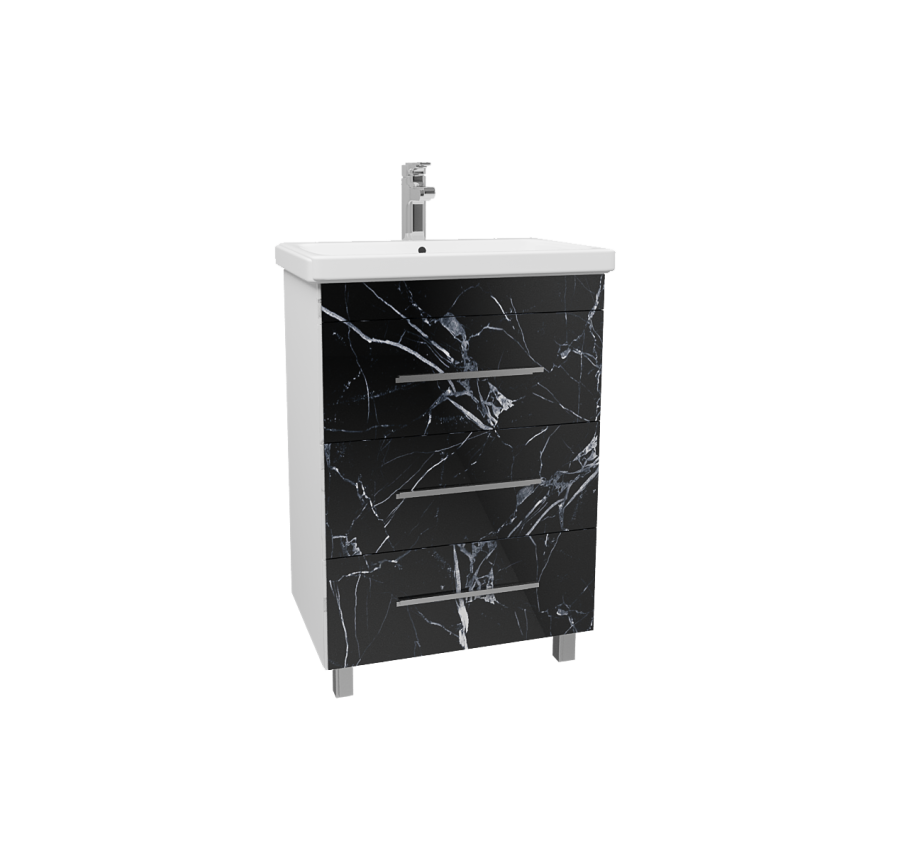 Тумба "КЕНИЯ 60" напольная Черный мрамор С РАКОВИНОЙ  COMO 60 фото