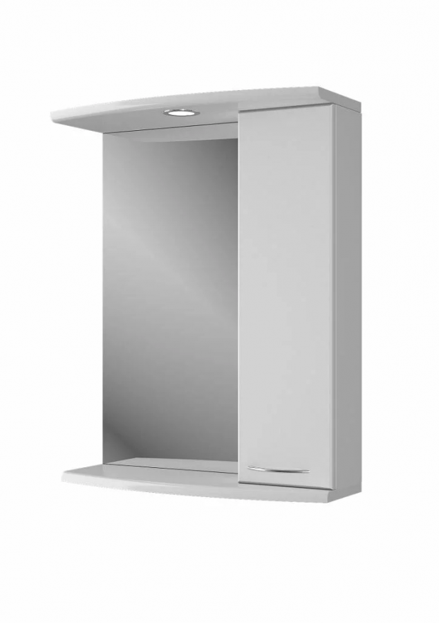 Шкаф-зеркало "Ирис 55" белый со светильником правый (МФ Ирлен) фото