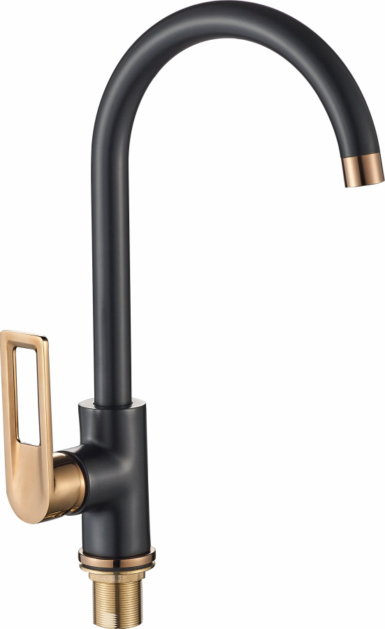 Смеситель Golden Fox 10930 Snowdonia д/кухни шар. с высоким изливом черный с золотом фото
