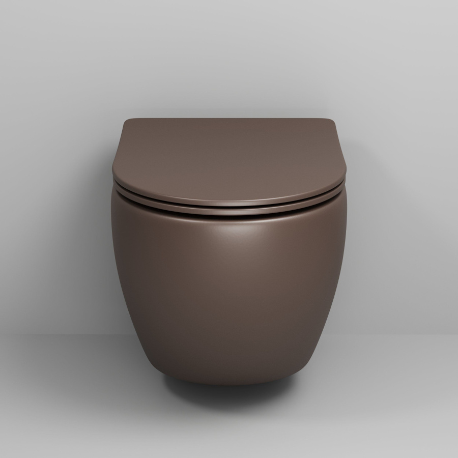 Унитаз подвесной GR-4455BRMS безободковый с тонкой крышкой, КОРИЧНЕВЫЙ МАТОВЫЙ фото