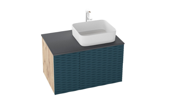 Тумба подвесная "АЛЬБА 80" с 2 ящ. веллингтон/бриз Grossman БЕЗ РАКОВИНЫ GR-3016/Олимпия-56 фото