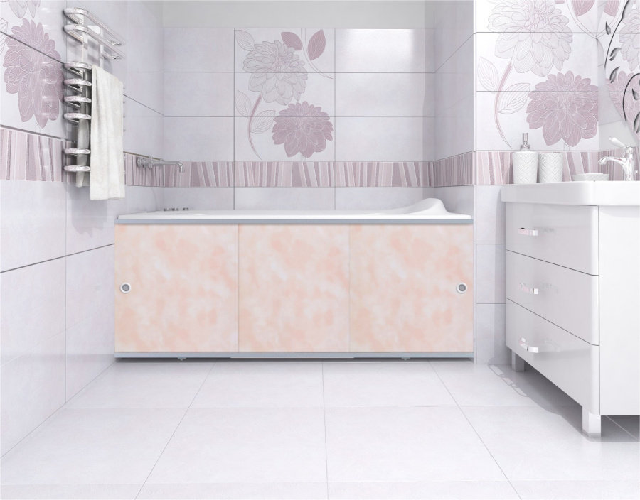 Экран для ванны "ПРЕМИУМ А" 1,68 Облака розовые фото