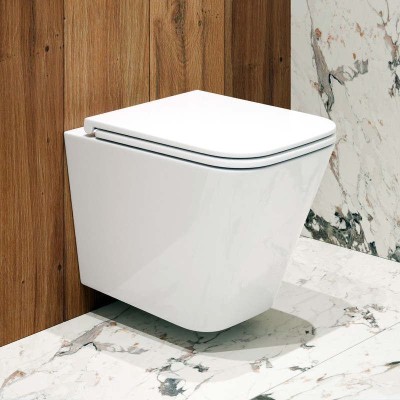 Унитаз подвесной K402T с круговым смывом безободковый, сиденье тонкое ДП, крепления фото