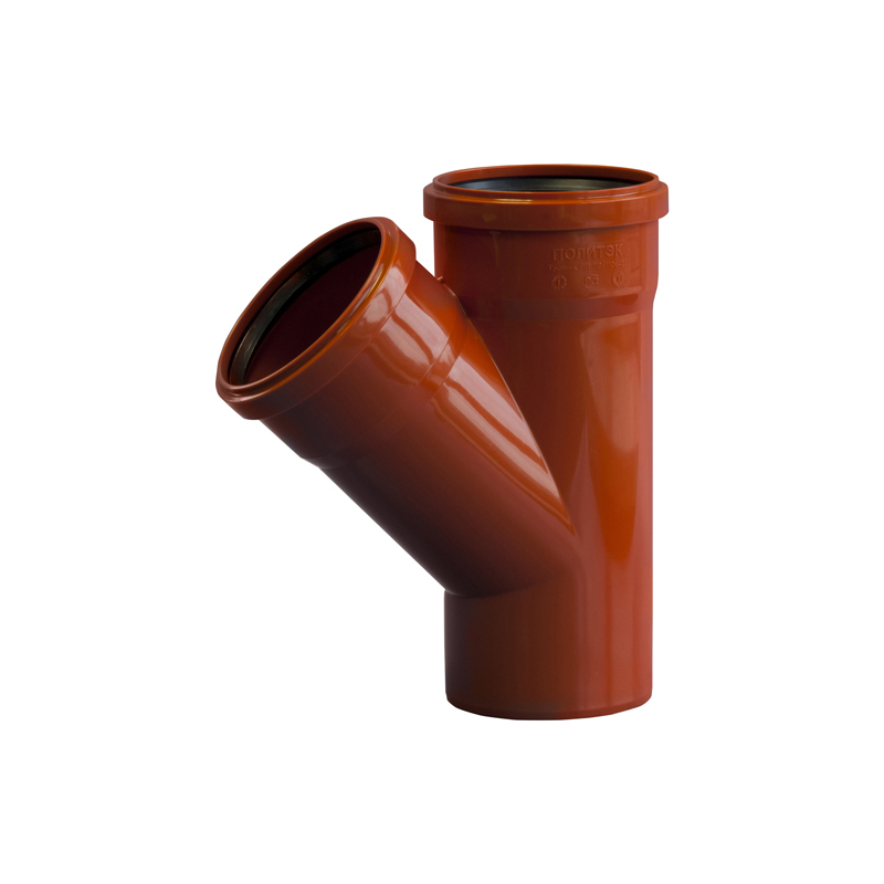 Тройник 110 на 110 угол 45 наруж (РЫЖАЯ) фото