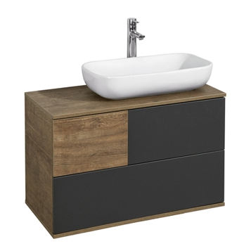 Тумба-умывальник "Терра 85" Дуб Кантри/Антрацит (Акватон) с раковиной Infiniti 60 фото