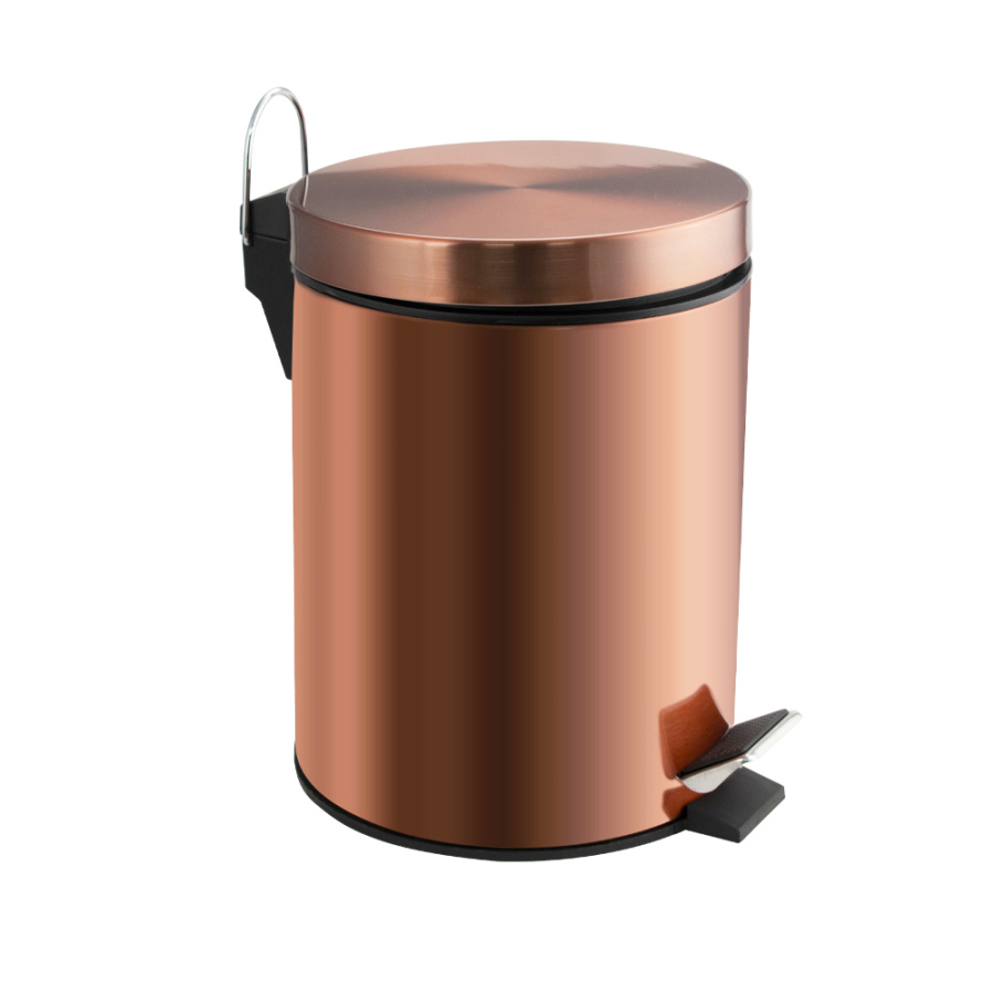 Ведро 105-M круглое  из нерж. стали, с педалью, 5л, медь фото