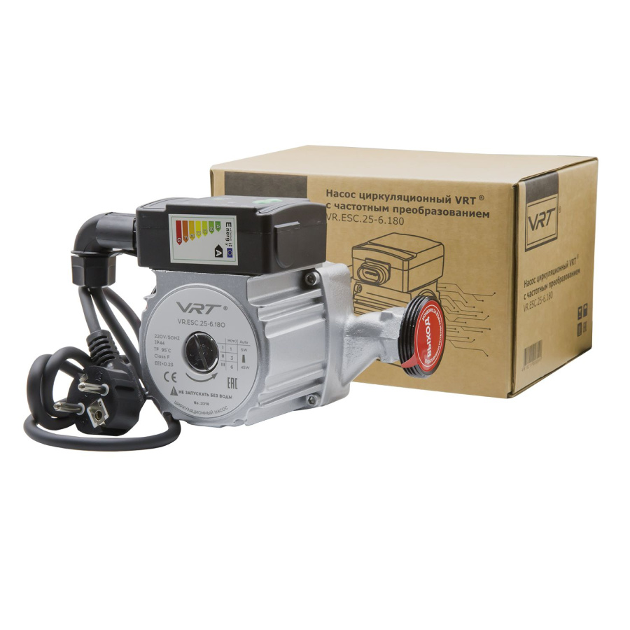 Насос циркуляционный VRT VR.ESC.25-6.180, 5-45Вт, с частотным регулированием, с гайками фото