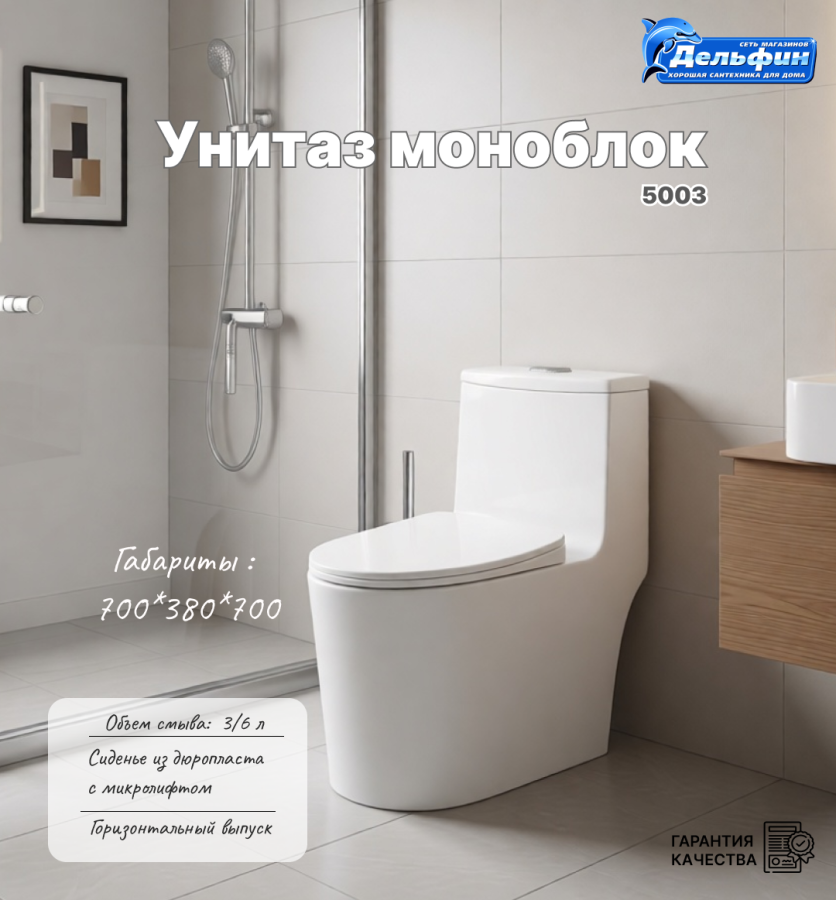 Монолит 5003 безободковый, тонкое сиденье ДП (с гофрой и подводкой) фото