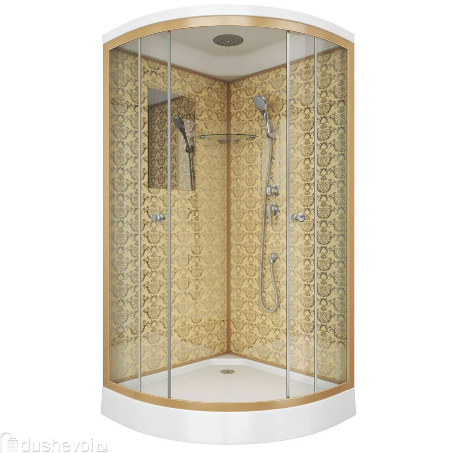 Душевая кабина Niagara Luxe NG-7701G (90*90*210) низ.п (15см), стенки золото, дверь раздвиж. фото