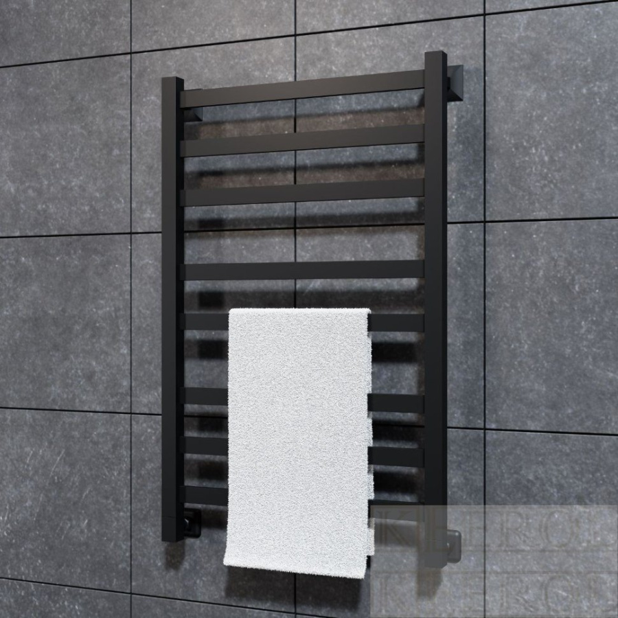 Полотенцесушитель KEEROL LP3 50*80 (черный матовый) Э + ТЭН с терморегулятором фото