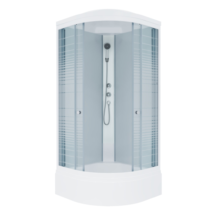 СТАНДАРТ В3 ДН4 душевая кабина 90*90 АКВА-ПОЛОСЫ/полукруг/ср.п. фото