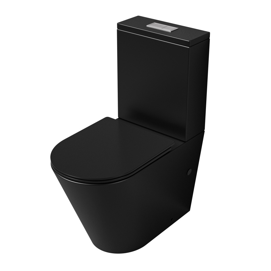 Унитаз GR-4458BMSQ Черный матовый, напольный,безободковый с тонкой крышкой, ТОРНАДО фото
