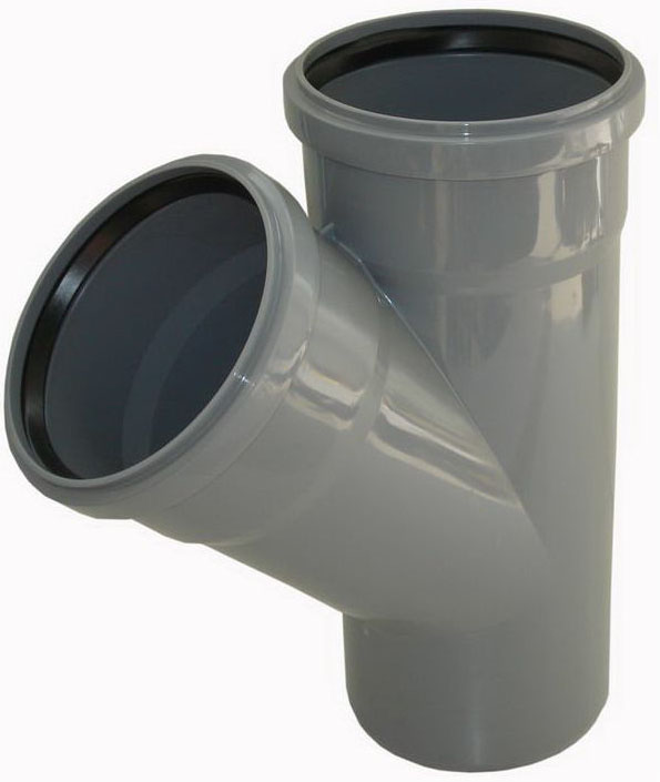 Тройник 110 на 110 угол 45 внутр.(Серая) фото