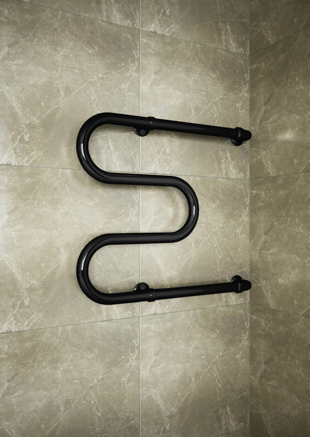 Полотенцесушитель водяной М-образный 500*600 (1") ЧЁРНЫЙ фото