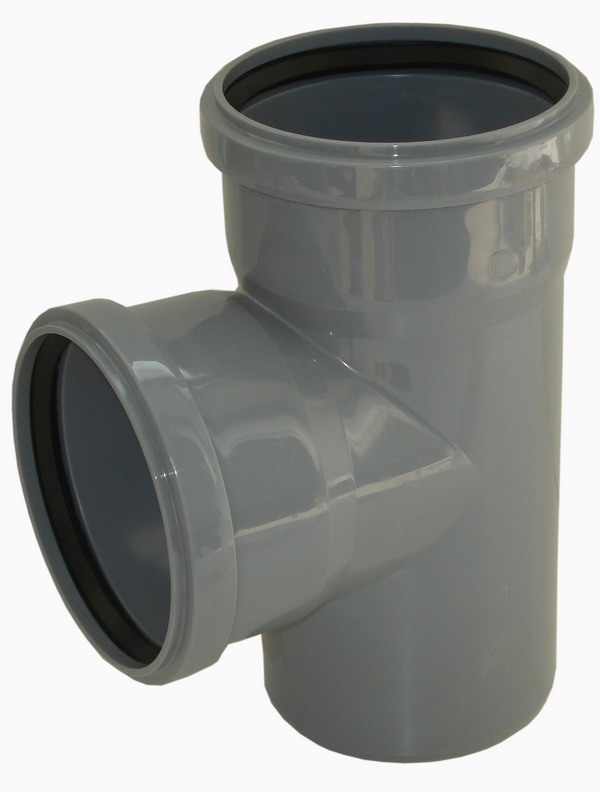 Тройник 110 на 110 угол 90 внутр.(Серая) (20) фото