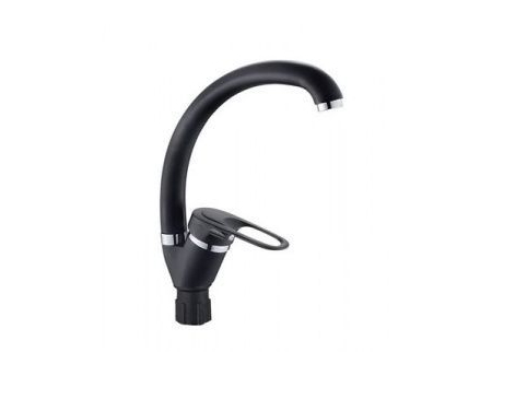 Смеситель АНТЕЙ д/кухни 5970256 шар. с  высоким изливом Гранит черный   фото