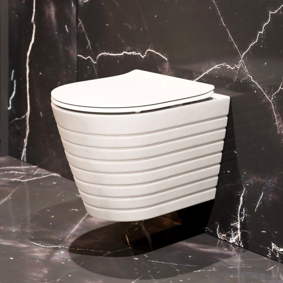 Унитаз подвесной K703 безободковый, сиденье тонкое ДП, крепления фото