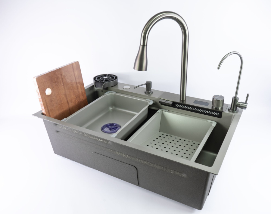 Мойка Fmark FSC002T многофункциональная 750*460*220 нерж.сталь Серый фото