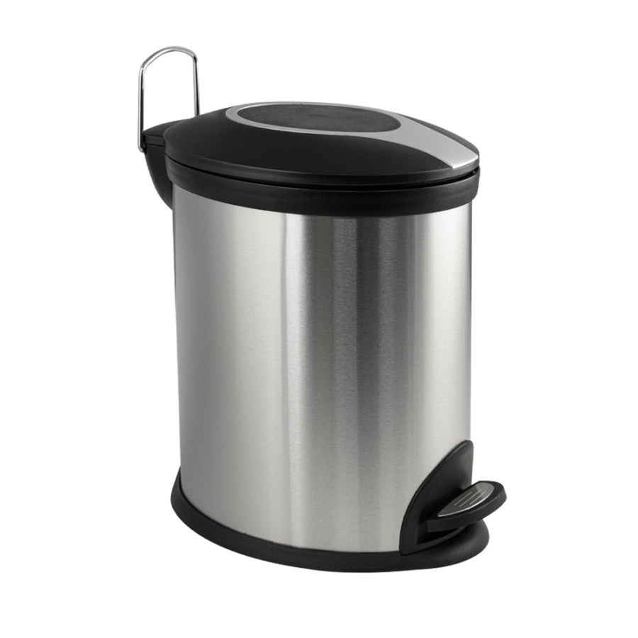 Ведро 605 овальное из нерж. стали, с педалью, 5л, премиум фото