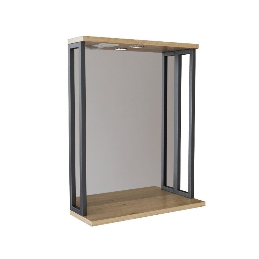 Шкаф Зеркальный "Бруклин 60" Дуб Бунратти ЛОФТ с подсветкой (ЛДСП) фото