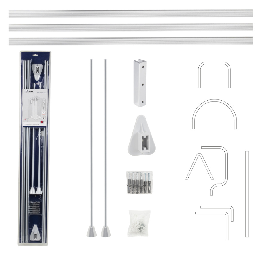 Карниз д/ванной угловой 100011 белый фото