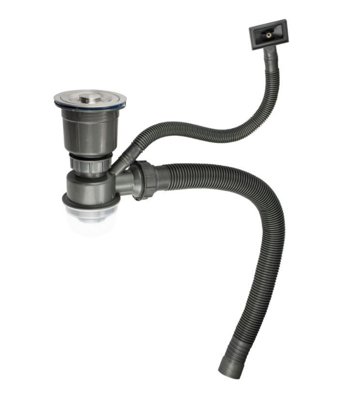 Сифон для мойки с переливом, с отводом и со съемной корзинкой для мусора FABIA PROFI 8733 фото