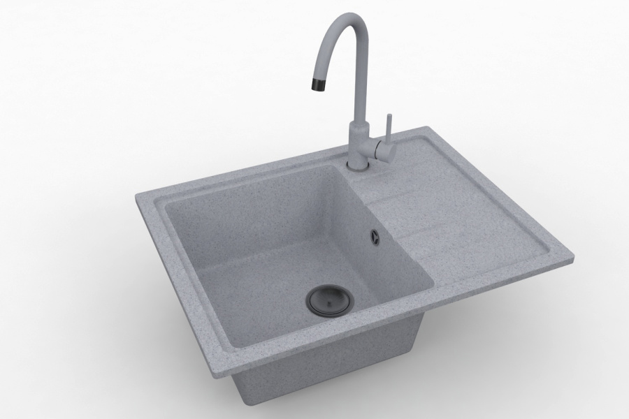 Кухонная мойка GranAlliance G-26, белый 570х460х200 мм (ДхШхВ) фото