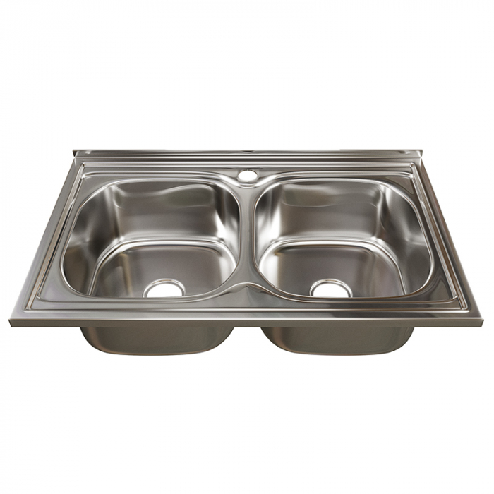 Мойка 80х50 (0,6) 2-х чаш вып 3 1/2 MIXLINE 18см с сифоном фото