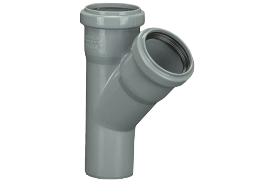 Тройник 40 на 40 угол 45 внутр.(Серая) фото