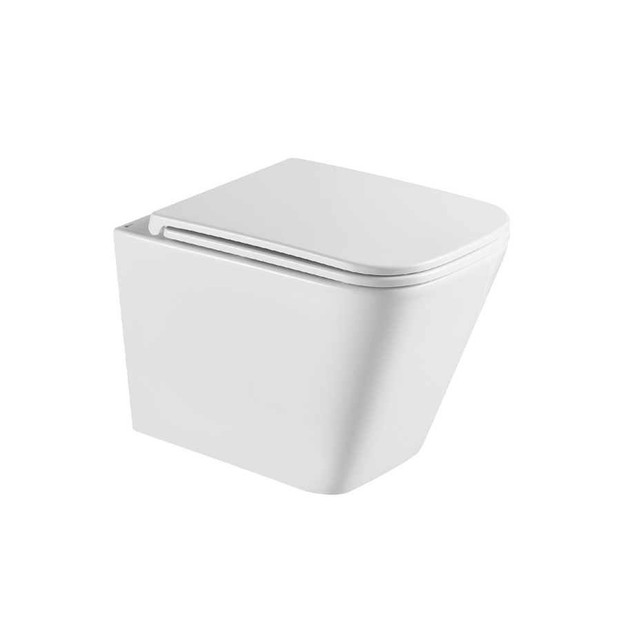 9614001 FLOREX унитаз подвесной безободковый с сиденьем микролифт, белый глянец фото