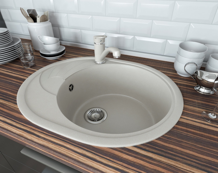 Мойка каменная МС-8 светло-серый глянец фото