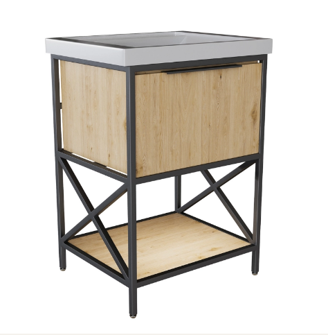 Тумба "БРУКЛИН 60" Дуб Бунратти ЛОФТ (ЛДСП) с раковиной Fest 60 фото