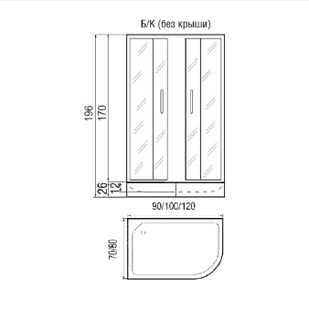DON 120/80/24 душевой угол MT L + поддон #WF_CITY_VIN# картинка